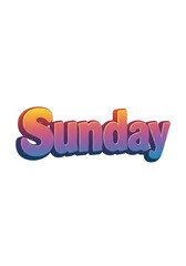 Cartoon Illustration of Colorful Sunday Text with Gradient Typography