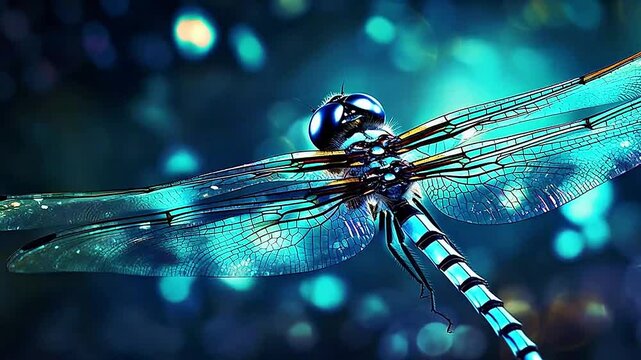 dragonfly in Delfts Blauw realistis and slow,ai generative