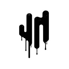 Abstract dripping paint. Dark shapes with drips