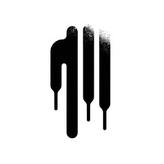 Dark image, three vertical, textured shapes