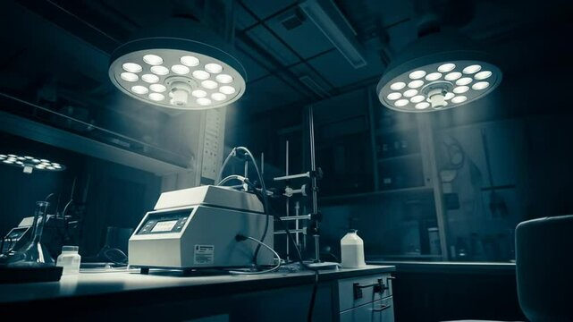 Empty Laboratory with Modern Equipment at Night