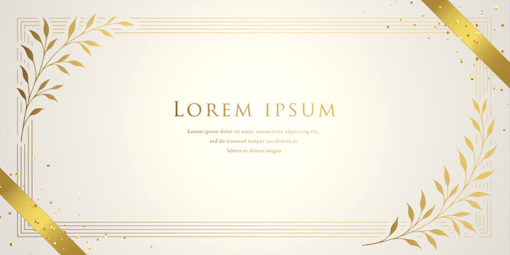 Elegant White and Gold Botanical Frame Background
