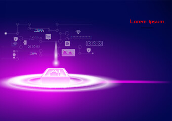 Power AI in daily use technology concept,hitecth technology abstract background with drak background.futuristic style vector