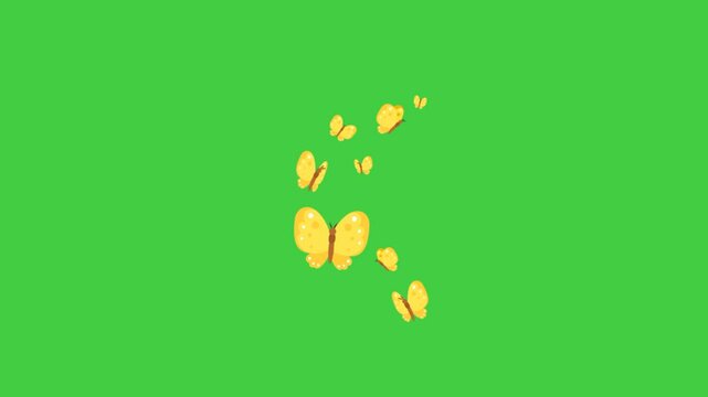 Flying butterflies animation. A seamless looping motion graphic showing butterflies fluttering around gracefully, ideal for spring themes, nature backgrounds, garden designs, children&rsquo;s videos, or dec