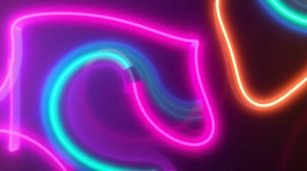 Neon lights abstract background glowing lines texture.