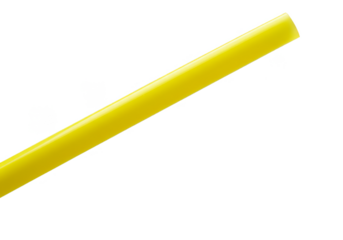 Isolated Single Yellow Plastic Drinking Straw on Transparent Background