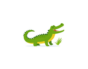 Obraz premium Cartoon Alligator with Open Mouth and Sharp Teeth Illustration.