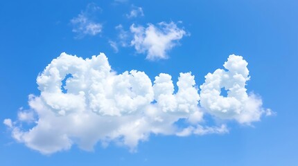 Naklejka premium Clouds in the shape of the word cloud on blue sky background.