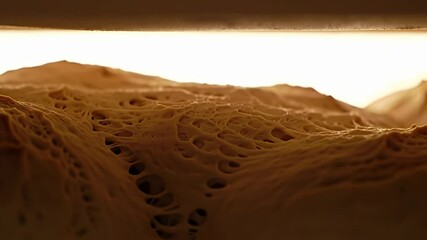 Textured tan surface with holes, illuminated from above; porous and organic looking