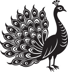 Obraz premium elegant peacock silhouette vector icon, elegant peacock vector illustration,