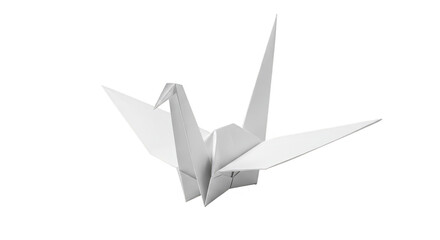 Illustration of White Origami Crane Bird Papercraft on Transparent Background