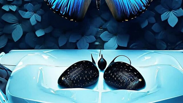 buterfly in Delfts Blauw realistis and slow ,ai generative