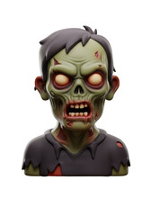 Cartoon Style Zombie Illustration with Pale Green Skin and Glowing Eyes