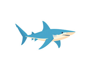 Fototapeta premium Cartoon Great White Shark with Sharp Teeth and Blue Skin.