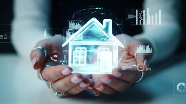 Smart Home Technology Proptech Hands Data Futuristic