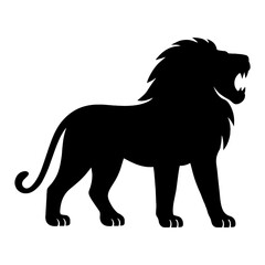 Lion silhouette side roaring view