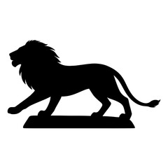 Lion silhouette running on big rock