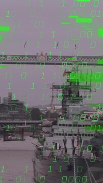 Animation of data processing over london cityscape