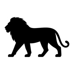 Lion silhouette walking view towards ahead
