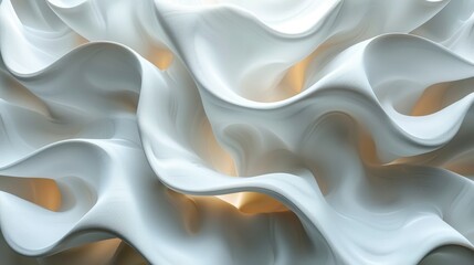 Fototapeta premium Wavy, layered abstract shapes with soft light, casting shadows and curves, creating depth and texture