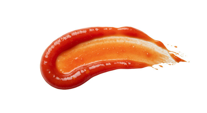 Isolated Smear of Ketchup Sauce Red Tomato Condiment on Transparent Background