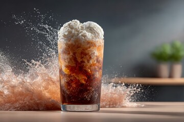 Iced soda with ice cream