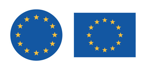 European Union Flag Circular and Rectangular Versions
