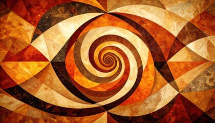 Abstract spiral pattern in warm tones of orange and brown, creating a mesmerizing visual effect