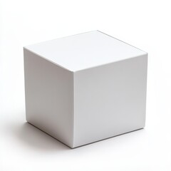 Fototapeta premium A simple white cube isolated on a white background with soft shadows