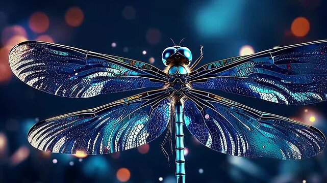 dragonfly in Delfts Blauw realistis and slow,ai generative