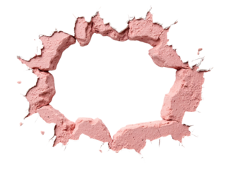 Cracked pink wall with empty space in center for design use  