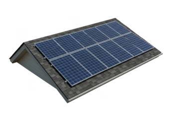 Isolated Solar Panel Installation on Roof Top with Transparent Background