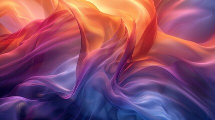 Obraz premium Swirling abstract silk, colored orange, pink, purple, and blue. Soft and flowing