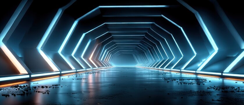 Futuristic neon tunnel