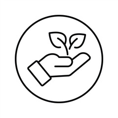 plant icon in hand drawn outline and flat icon. Vector illustration
