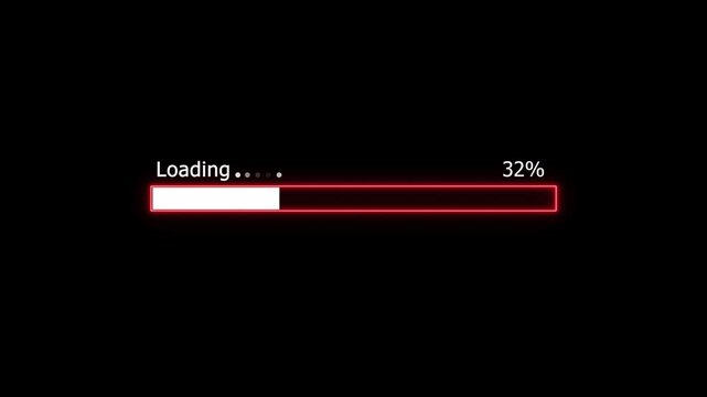 33% complete loading icon animation background. Neon Loading bar sign 33 percent animation.