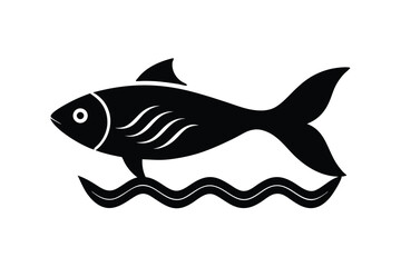 Fish and wave motif in rural folk style traditional art vector art illustration