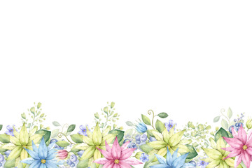 Watercolor flowers background vector for design.