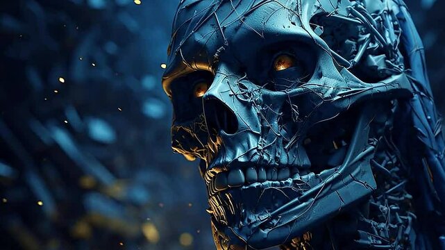 grim reeper in Delfts Blauw realistis, highly detailed,ai generative