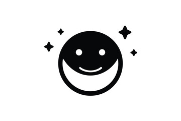 Fototapeta premium Happy face icon with sparkle for wellness joyful selfcare vector art illustration