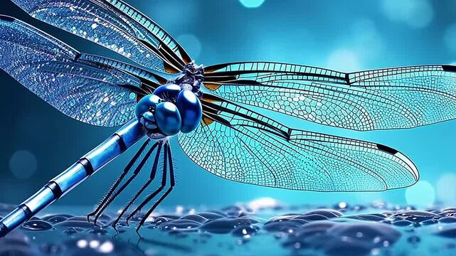 dragonfly in Delfts Blauw realistis and slow,ai generative