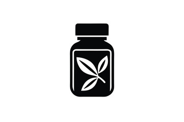 Minimal vitamin bottle icon for wellness healthy living vector art illustration