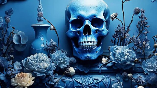 grim reeper in Delfts Blauw realistis, highly detailed,ai generative