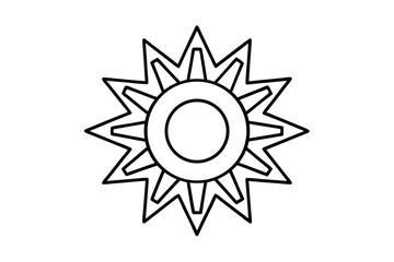 Simple line art of Aztec sun stone historical emblem vector art illustration