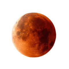 Photo of a Blood Moon on a transparent background - Lunar Eclipse, Astronomy