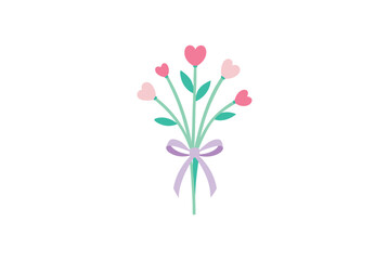 Soft focus wildflower bouquet with ribbon gentle blossoms vector art illustration