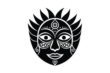 Traditional Bengali mask with folk patterns artistic heritage vector art illustration