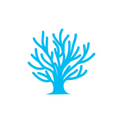 A simple and modern blue coral or tree logo with clean, rounded branches.