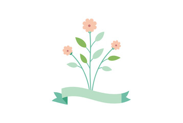 Wildflowers in soft bloom with ribbon gentle floral display vector art illustration