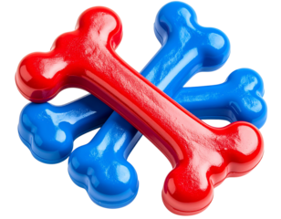 Plastic Toy Dog Bones Interlocked in Puzzle Style, Bright Colors, Isolated on Transparent Background”